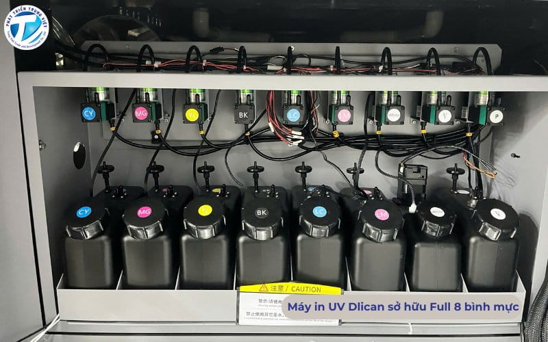 Full 8 bình mực tiết kiệm nhân công và thời gian phủ hóa chất trước khi in